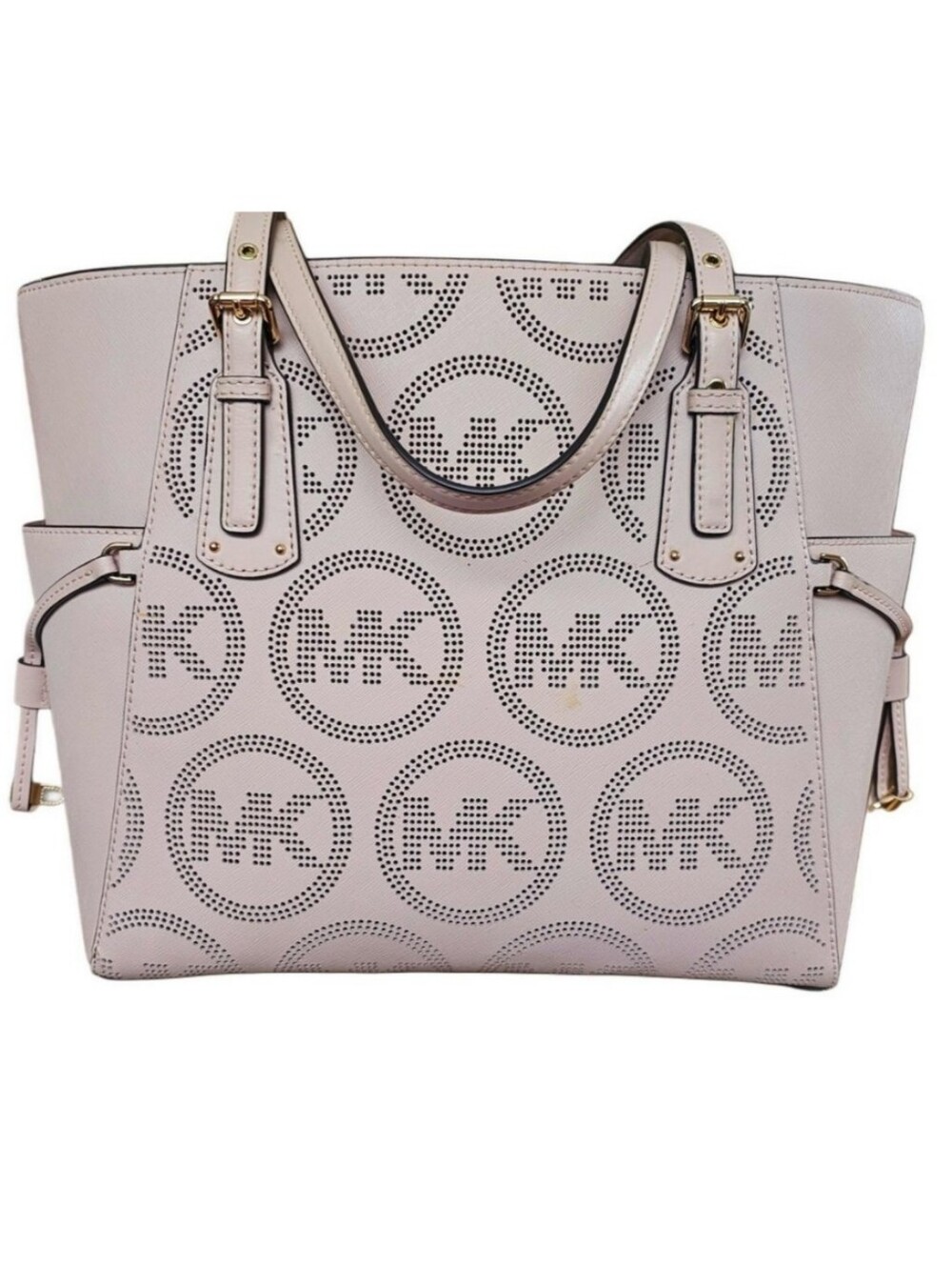 Large Pink Michael Kors Saffiano Leather Voyager Tote Bag Purse